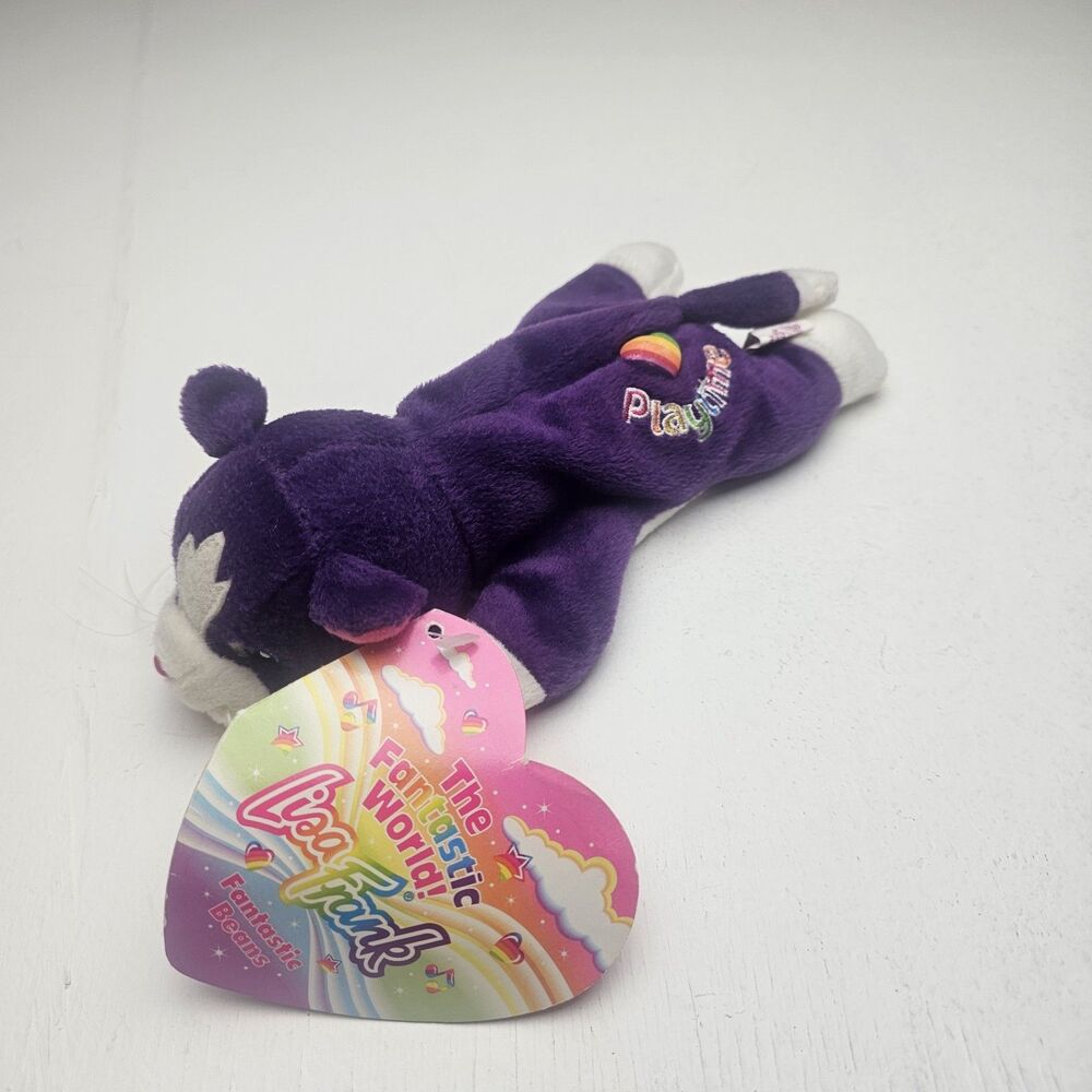 Vintage Lisa Frank Playtime Bean 8” Plush Purple Kitty Cat 1998 NEW